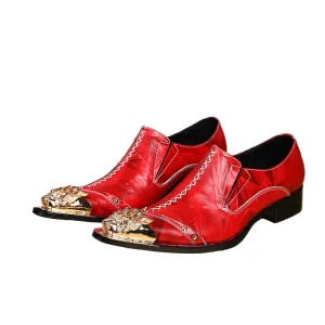 NA027 Men’s Luxury Brand Loafers Oxford Formal Shoes Breathable Solid Slip On Genuine Leather Gold Metal