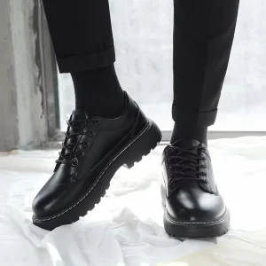 NLD-02-41 Fashion Black Vintage Men’s Business Leather Shoes Breathable British Style Casual Shoes Platform Shoe
