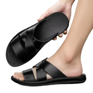 New Arrivals Sandals for Men Leather Footwear Men Sandals Slip On Flat Casual Summer