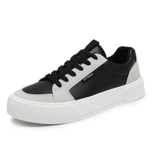 New Design Breathable Lace-up Skateboard Shoes Platform Big Size Trendy Men’s PU Leather Casual Shoes