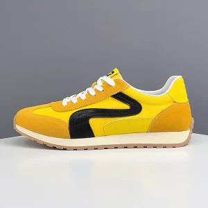 New European Style Men’s Training Shoes Lace up Platform Shoes Comfortable Breathable Luxury Shoes Made of Suede and Nylon