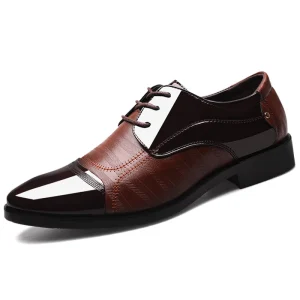 New Large-Sized Men’s Leather Casual Shoes Business-Style Pointed Footwear for Spring and Winter One Foot Walking Style