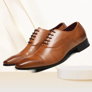 New Leather Shoes Men’s Fashion Shoes Lace up Brown Business Formal Men’s Shoes