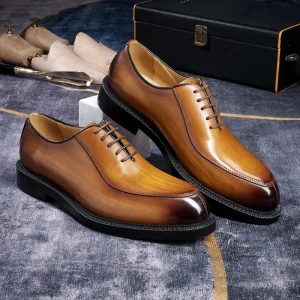 New Luxury Top Grade Leather Cowhide Business Formal Men’s Shoes Anti-Slip Heightened