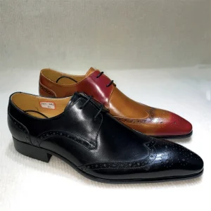 New Men’s Derby Shoes Fashionable Brock Carved Pointed Business Formal Leather Shoes Exclusively for Men