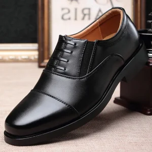 New Men’s Dress Shoes Fashion Business Leather Shoes Soft Breathable Flat Pointed Trend Casual Shoes Men Work