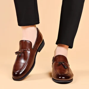 New Men’s Leather Closed Toe Slip On Soft Autumn Wedding Shoes Large Size 38-48
