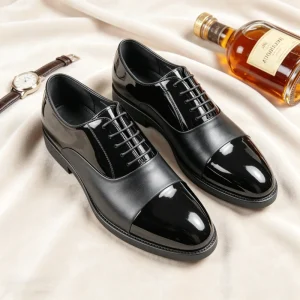 New Men’s Patent Leather Dress Thick Sole Shiny Formal Shoes Modern Wedding Gala & Red Carpet Design OEM/ODM Available