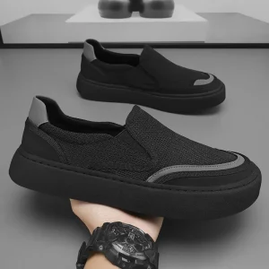 New Men’s Sports Casual Shoes Breathable Black Mesh Slip On Trendy Old Cloth Walking Shoes for