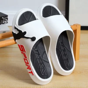 New Non-slip Home House Slippers Sandals Shoes Outdoor Cushioned PVC Sole White Slippers