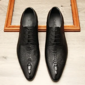 New Products Ideas Elegant Style British Men’s Genuine Leather Shoes Wooden Sole Oxfords Shoes Men’s for Wedding Party