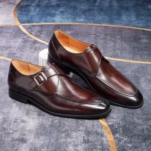 New Products Shoes Men’s Original Genuine Leather Insole Fashion Wedding Oxford Office Business Man Buckle Monk Strap Shoes