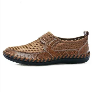 New Slip-on Men’s Leather Shoes Breathable Mesh Shoes Casual Business Mesh Breathable Men’s Shoes Zapatos De Cuero