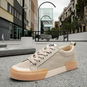 New Summer Men’s Korean Style Casual Sneakers Canvas Trendy Lace-Up Flats with 3D Printed Logo Niche Accessible Luxury
