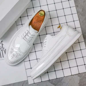 New Trend Casual Formal Black Patent Leather Toe Lace up Men’s Dress Shoes Breathable Oxfords Comfort Wedding Shoes Office