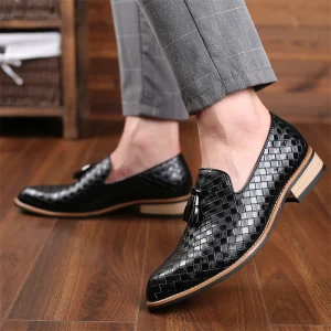 Non-slip Men Slip-on Loafers Shoes Classic Dress Shoes with Tassels Comfortable Leather Casual Shoes