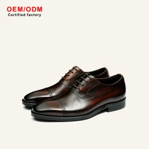 OEM Custom Men’s Business Formal Shoes Laser Engraving Handcrafted Cowhide Weddings Parties Walking Style Shoes