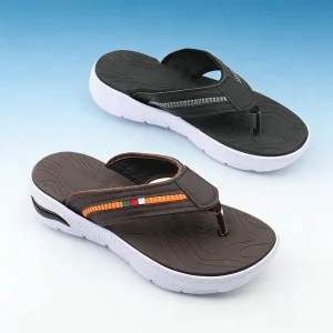 OEM Factory Custom Logo Men’s Flip Flops EVA Thick Sole Pu Upper Anti-slip Waterproof Lightweight for Beach Pool Summer