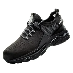 OEM Flying Knit Breathable Lightweight Factory Sneakers Sport Work Boots Steel Toe Jogger Winter