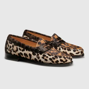 OEM Luxury Leopard Leather Loafer Moccasin Shoes For Women High Quality Flat Slip On Closure Light Weight For Summer Autumn