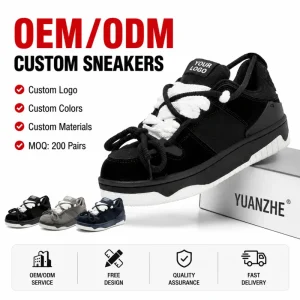 OEM ODM Men’s Designer Skate Shoes Custom Logo Black White Casual Footwear Sneakers Streetwear Y2K Style