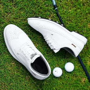 Oem Customized Classic Men’s Golf Shoes With Breathable Waterproof Rubber Sole Manufacturer Direct