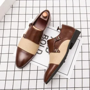 Office Business Leather Oxford Comfortable Formal Fashion Winter Trendy Monk Strap Slip On Wedding Party Men Dress Shoes