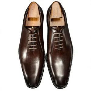 One-Piece Handcrafted Brushed Men’s Oxford Shoes Genuine Leather Business Formal British Style Wedding Solid Spring Shoes