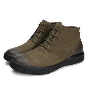 Original Men’s High Top Trendy Beige Work Boots Tendon Bottom Wear Resistant and Anti Slip Safety Shoes