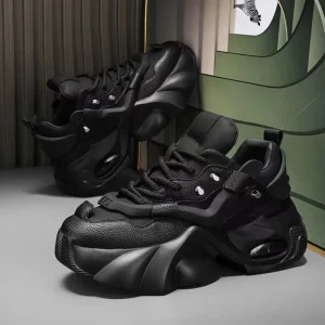 Original Metal Accent Thick Sole Sneakers Men’s Cushion Shock Absorbing Dad Shoes