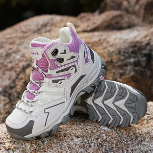 Outdoor Off road High Top Hiking Sneakers Mesh Breathable Wear Resistant All Season Multi Material