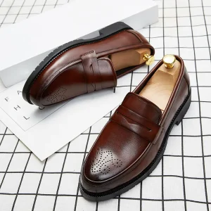 Outdoor Walking Breathable PU Tenis Shoes Big Size Men’s Casual Dress Leather Shoes Oxfords