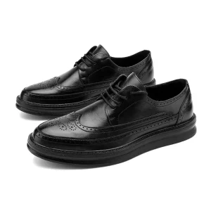 Oxford Shoes Fashion Brogue Men Pu Leather Formal Dress Shoes Man Comfortable Office Party Footwear White Black Brown Grey