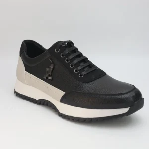 PU Leather Lace-Up Men’s Sports Shoes Metal Buckle Decor Thick-Soled PVC Midsole Casual Elevator Sneakers
