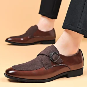 PU Men’s Business Formal Casual Shoes Satin Finish British Style Pointed Toe Large Size Shoes