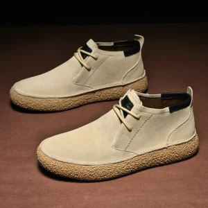 PU Upper High Top Sneakers Boots Chinese Retro Men’s Casual Shoes Thick Soled Trendy Height Increasing Summer Shoes