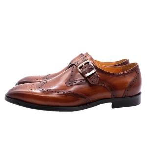 Paisley Italian Style Loafers Brown Wingtip Slip on Formal Footwear Monk Strap Men’s Dress Shoes