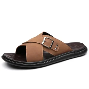 Plus Size Men’s Summer Korean Version Trend Fashion Outdoor Platform Light Weight Comfort Anti Slip EVA Outsole PU Upper Buckle