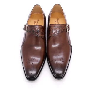 Plus Size Slip on Dress Shoes Leather Monk Strap Formal Shoes Gentlemen Suit Vero Cuoio Loafers Shoes