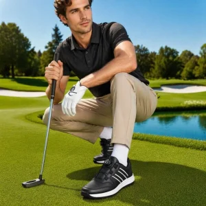 Plus size Couples Golf Shoes Breathable Rotating Buckles Men’s Outdoor Casual Athletic Leisure Non Slip Vertigo Grip Lining
