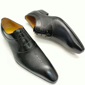 Pointed Toe Men’s Oxfords Dress Shoes Factory Customized Made Full Genuine Leather Lace up Breathable High Quality Fashion Shoes