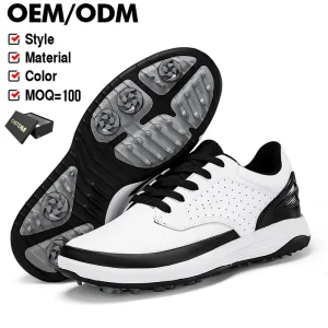 Professional Men’s Microfiber Leather Golf Shoes Custom Non Slip Rotation Shoelace Manufacturer’s Product