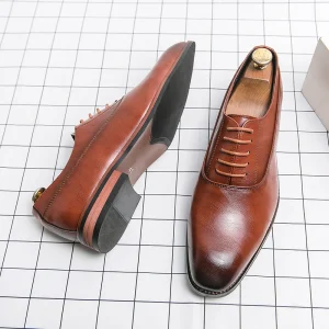 Pure Color Pointed Dress Shoes Classical Fashion High Quality Men’s Business Leather Shoes