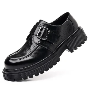 Purple & Black Men’s Lightweight Two-layer Cowhide EVA Rubber Office Lace Business Fashion Formal Loafers Shoes 38-44