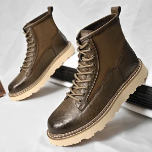 Ready Stock Handmade Ankle Lace-Up Light Weight Genuine Leather Men’s Boot Shoes for Winter Autumn Summer