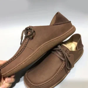 Retro Evergreen Breathable Fashionable Lace-Up Brown Nubuck Leather Casual Men’s Walking Platform Boat Shoes