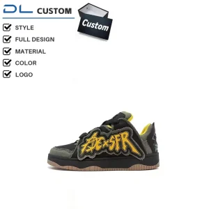 Retro Men’s Knitted Chunky Platform Skateboard Shoes Aesthetic Streetwear Casual Sneakers Hip Hop Fashion Footwear Custom Logo