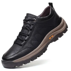 Rubber Out sole Anti slip Lace up Mens Pu Upper Walking Style Shoes Waterproof Walking Shoes for Men