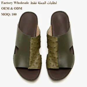 SHIKOL Men Shoes Ostrich Genuine Leather Sandals With Private Label Gulf Slippers Italian Handmade Custom Dubai Arabic Sandal