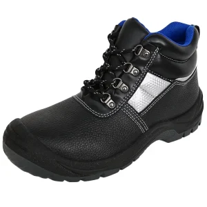 SJ1010 Unisex Mid Cut Steel Toe Safety Shoes Embossed Leather Upper Anti Slip PU Outsole Breathable Mesh Safety Boots